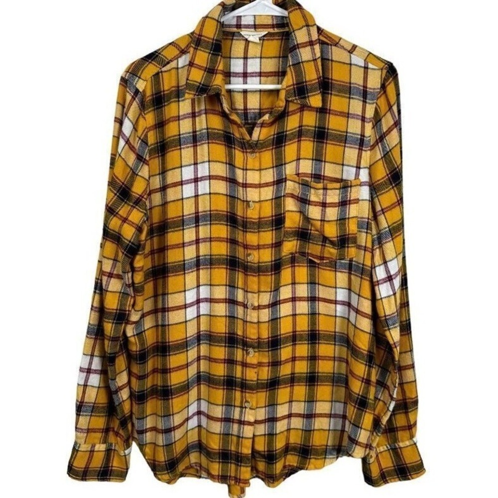 Aeropostale Mustard Yellow Plaid Flannel Button Down Shirt XL